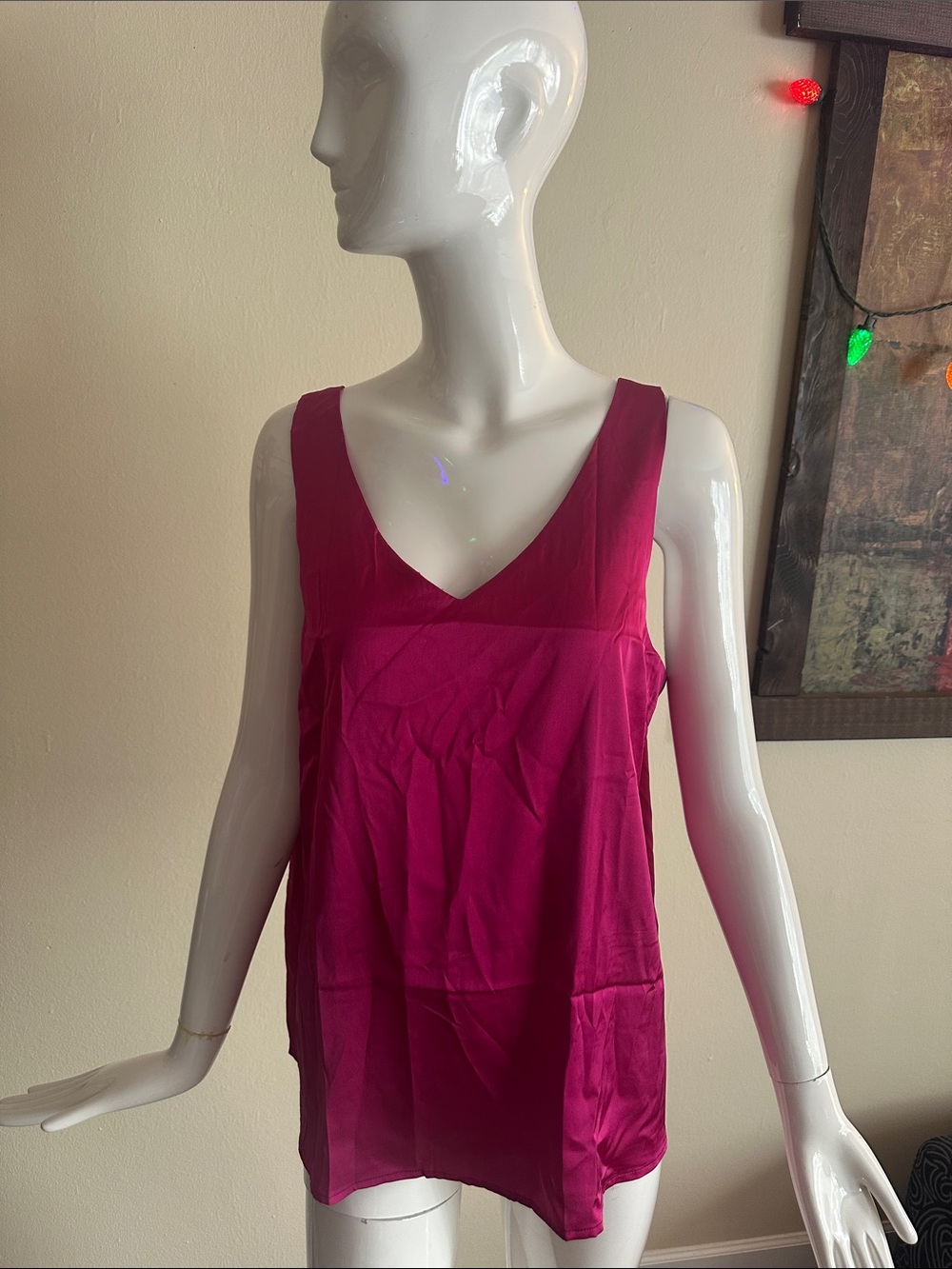 Fuchsia V-Neck Satin Chemise Slip